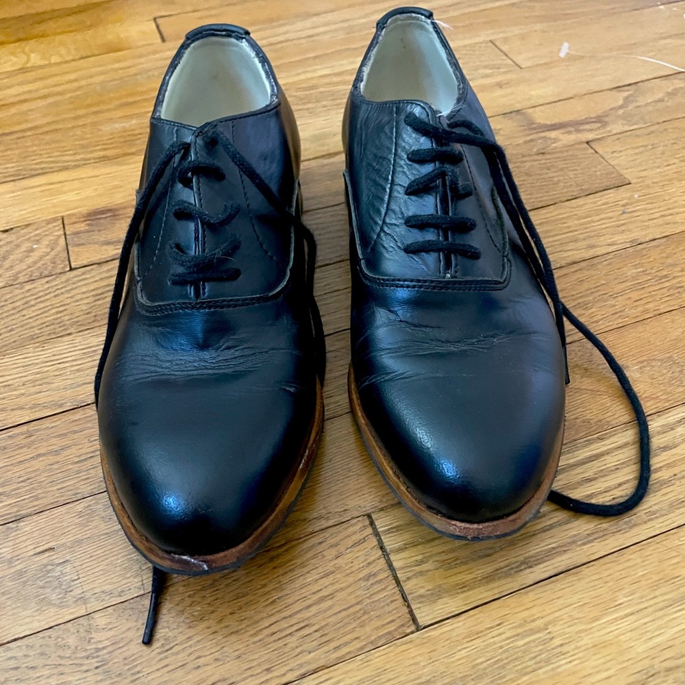 Bespoke handmade black leather oxfords women’s 6.5